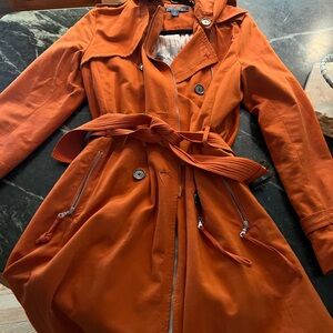 Millard Fillmore Orange Trench Coat - below the knee length /Size Medium
